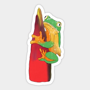 Frog On A Tulip Sticker